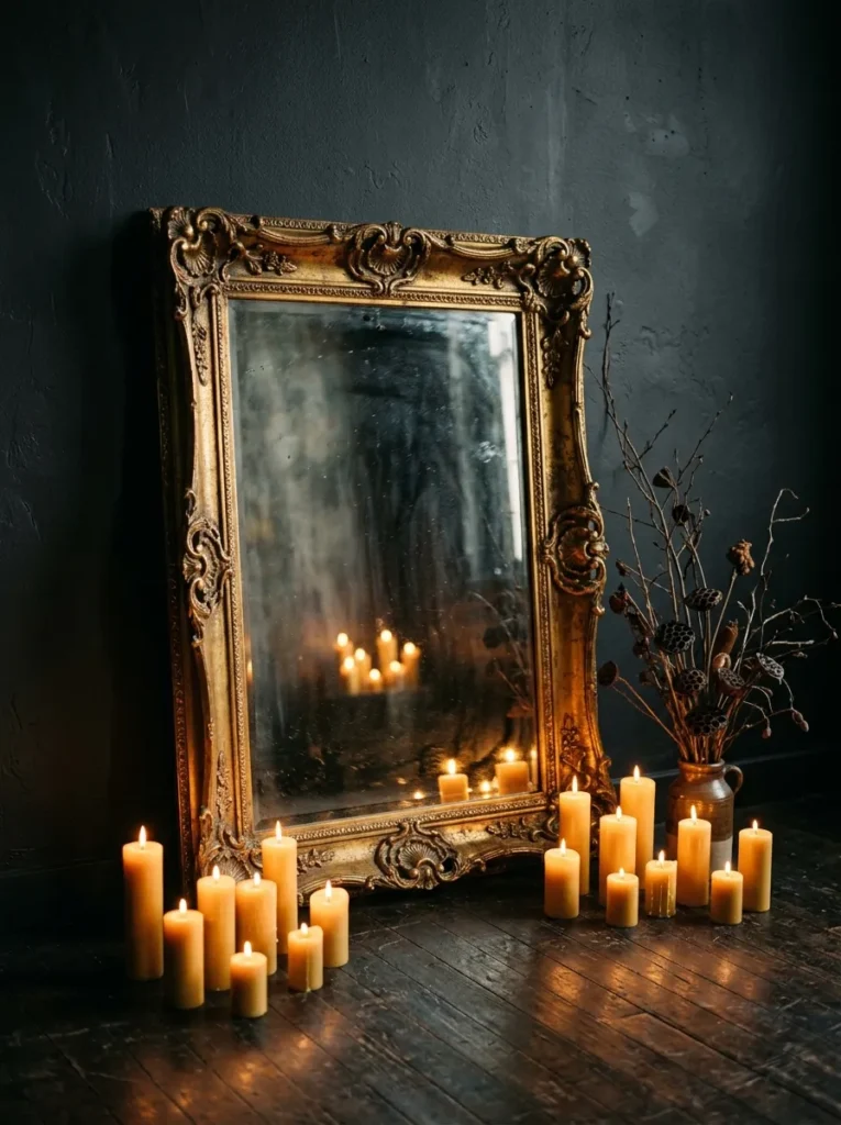 Ornate Antique Mirror Floor Display