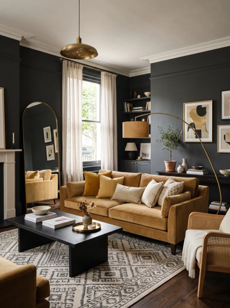 Charcoal & Gold Statement Room