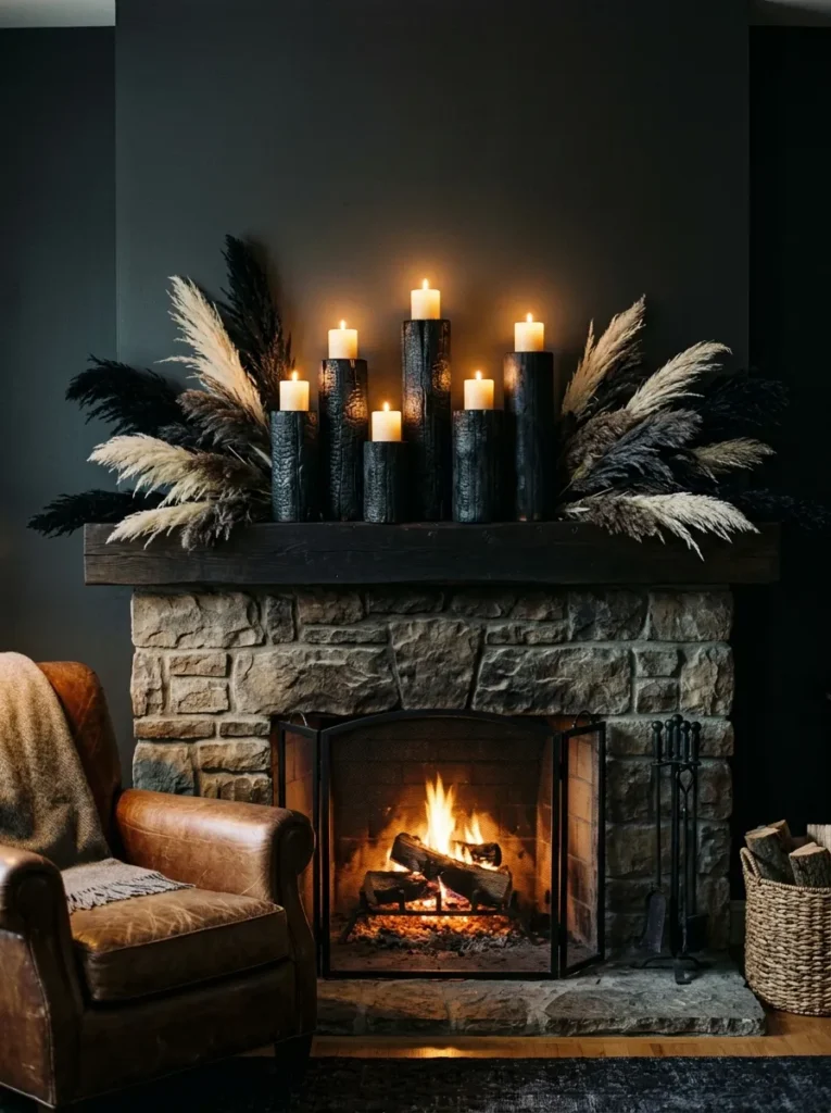 Charred Wood Fireplace Mantel