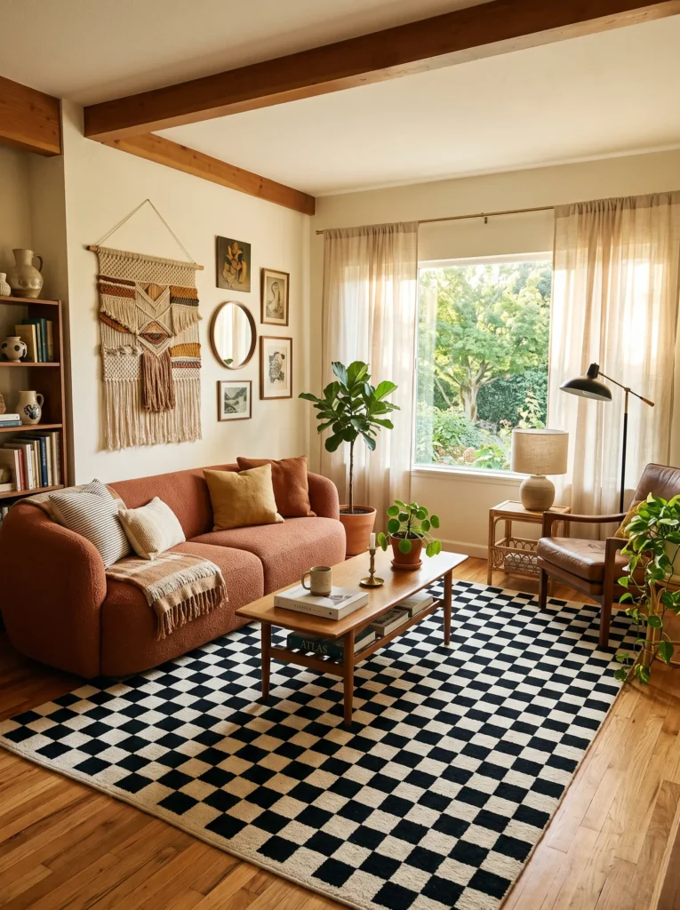 Checkerboard Boho Rug