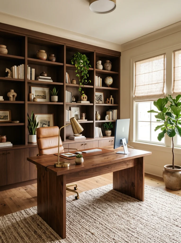 chocolate brown home office walnut desk
