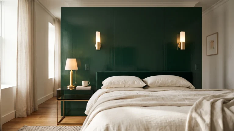 Dark Green & Gold Bedroom