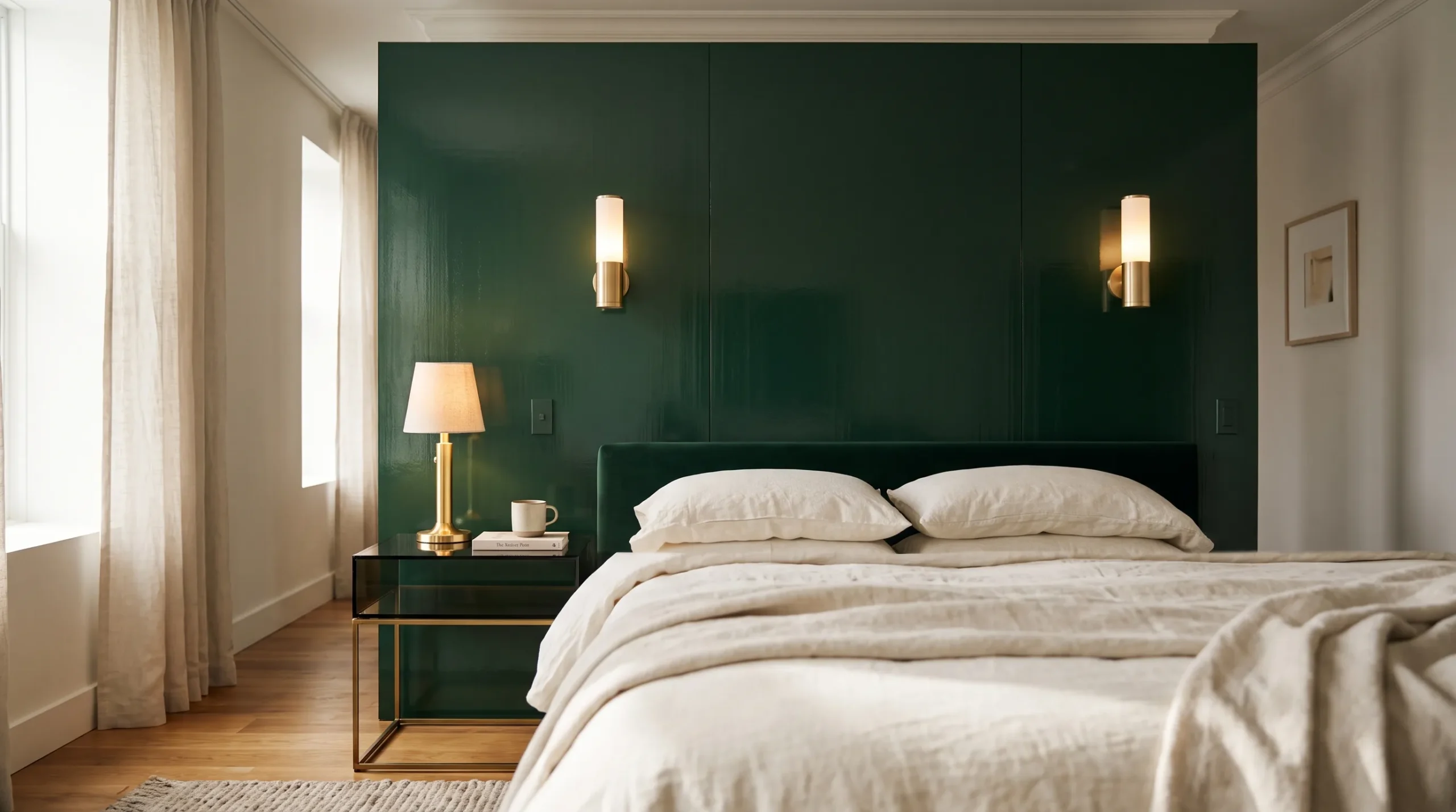 Dark Green & Gold Bedroom