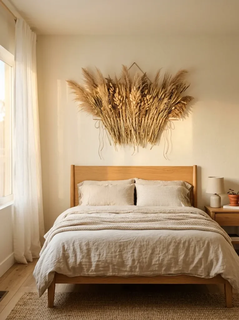 Boho Dried Wheat Bedroom Wall Hanging