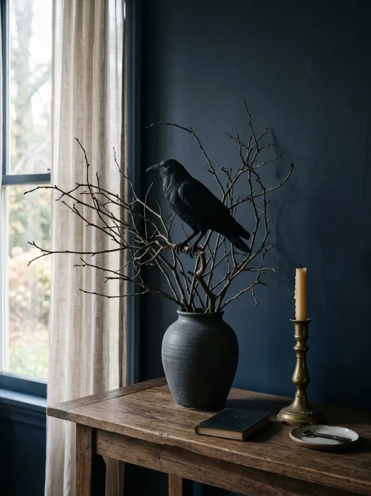 Raven and Bare Branch Console Vignette