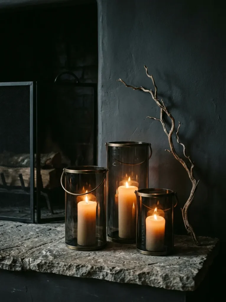 Smoked Glass Hearth Lantern Trio