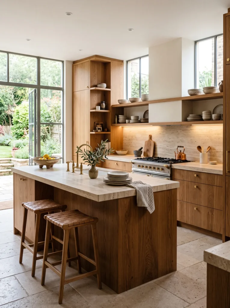 travertine kitchen countertop natural texture