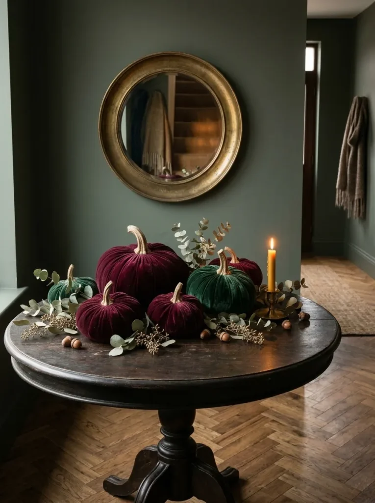 Velvet Pumpkin Entryway Display