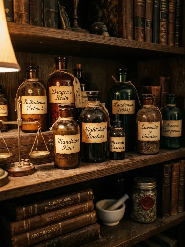 Vintage Apothecary Bottle Shelf