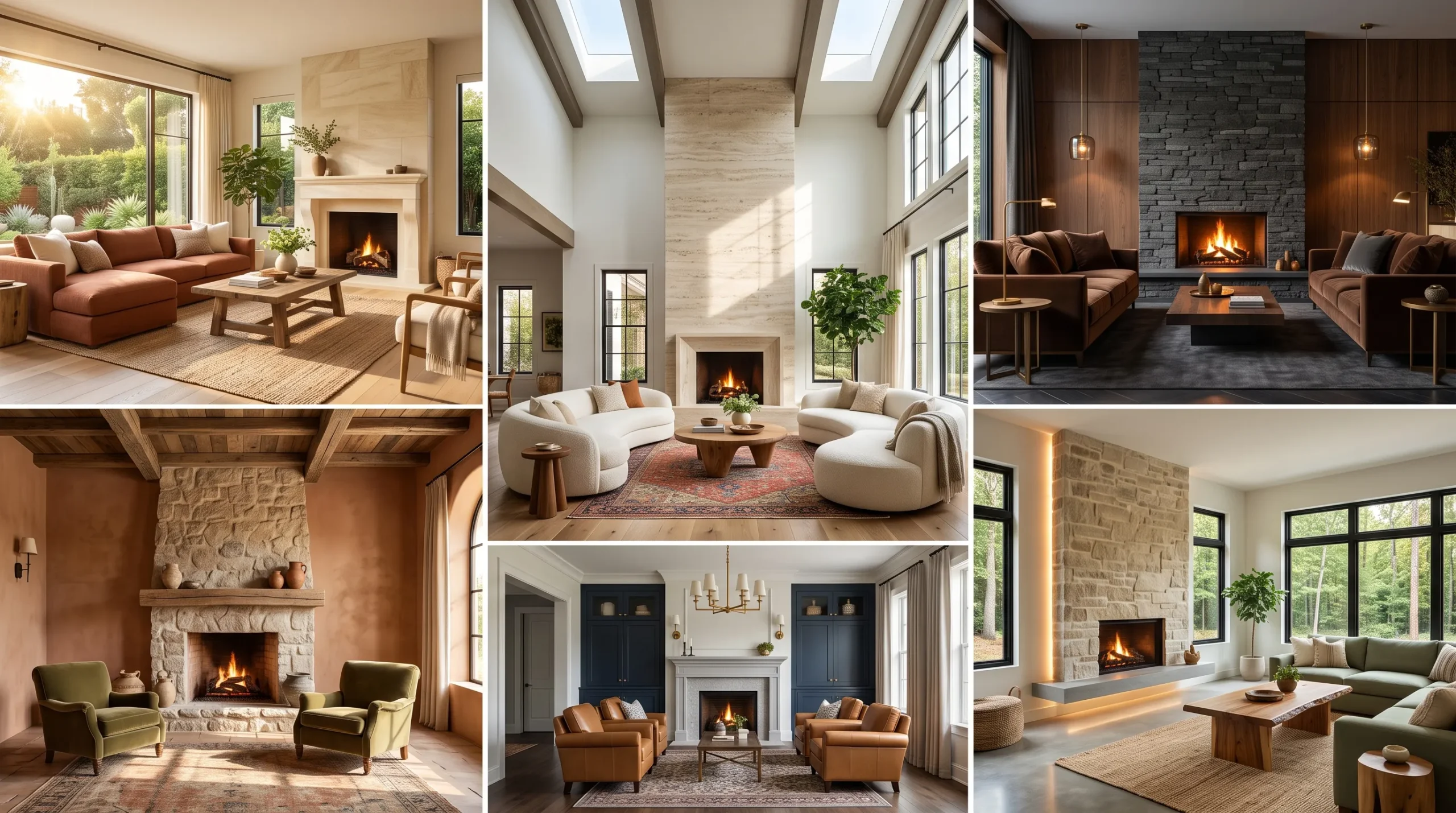modern stone fireplace living room ideas